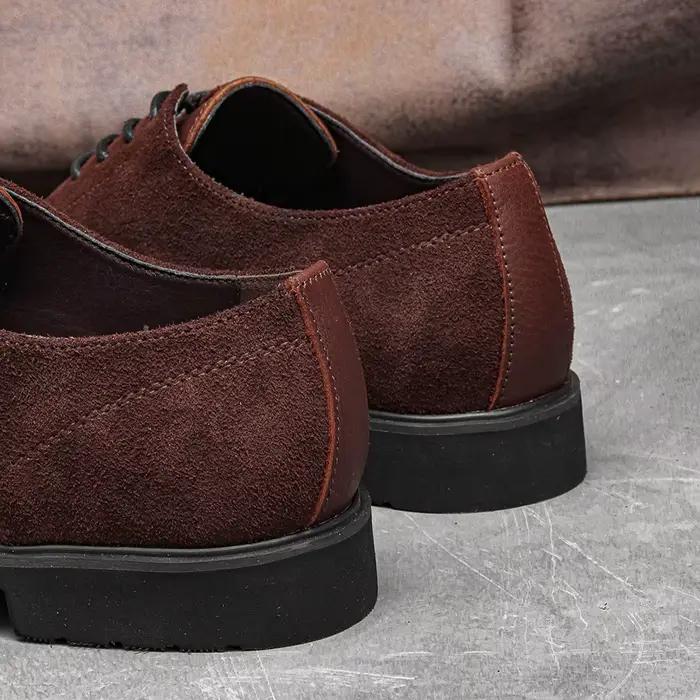Chaussures Derby en cuir véritable pour hommes, chaussures décontractées à semelle épaisse pour homm