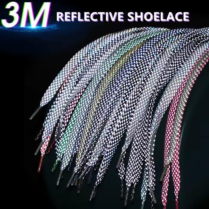 1 paire de lacets réfléchissants plats de 3M pour baskets brillent la nuit être Applicable AF1/AJ Sp
