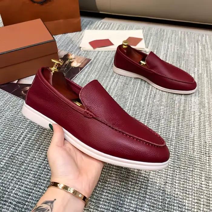 Chaussures décontractées classiques en cuir bleu marine pour homme, mocassins plats minimalistes, re