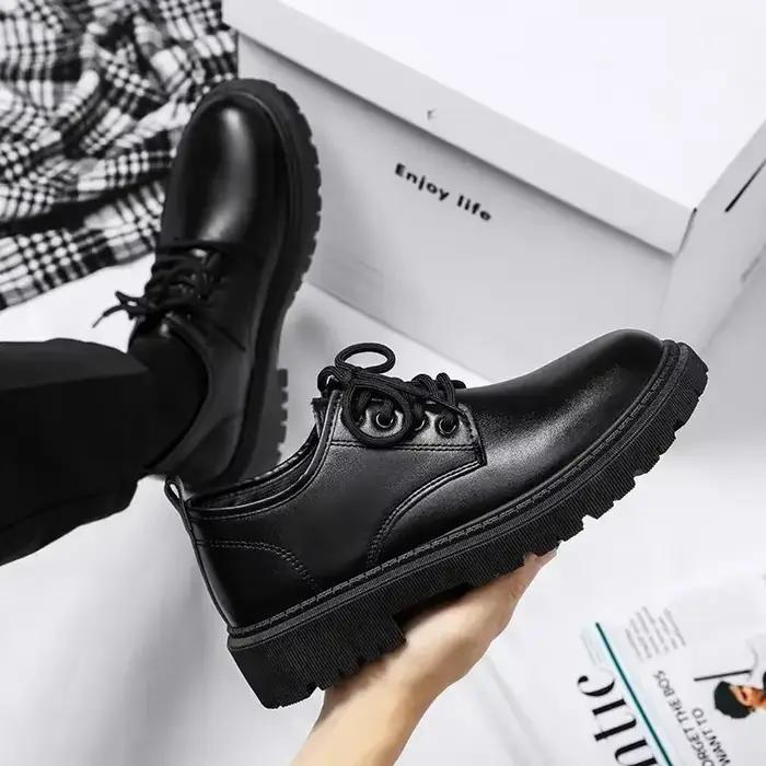Chaussures Pour Hommes noir mode affaires en cuir Chaussure plate-forme Oxfords anti-dérapant épais 
