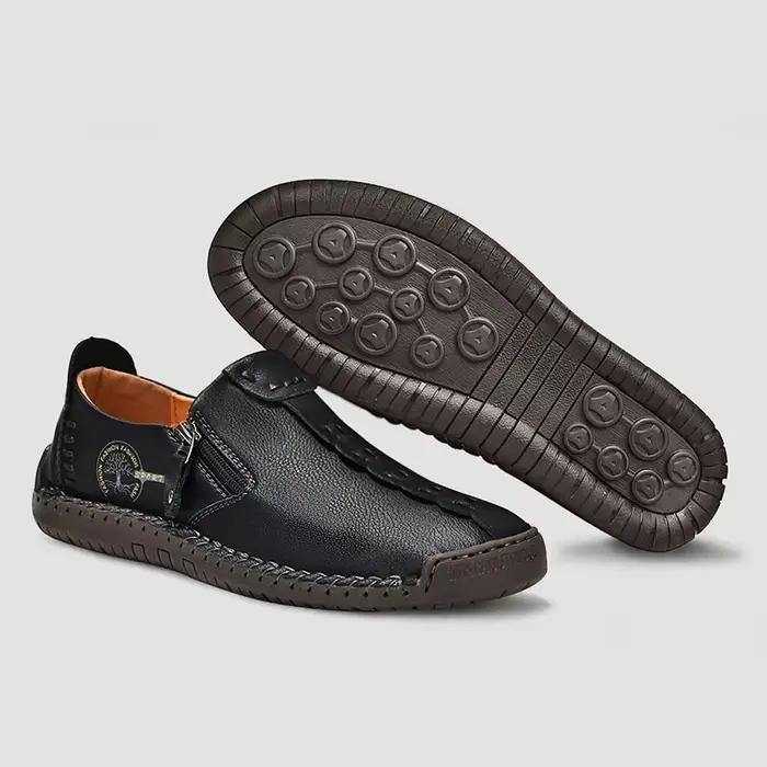 Mocassins en cuir pour hommes, chaussures à enfiler décontractées, respirantes, plates, grande taill