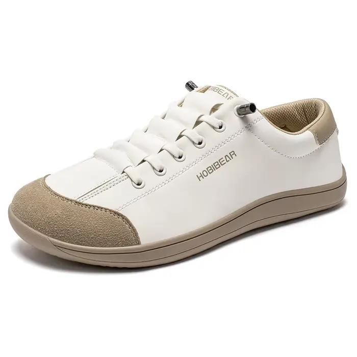 HOBIBEAR chaussures pieds nus unisexe bout large baskets en cuir artificiel zéro goutte sans lacet e