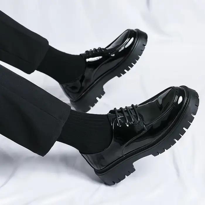 Chaussures formelles à lacets pour hommes, chaussures provoqué, semelle noire