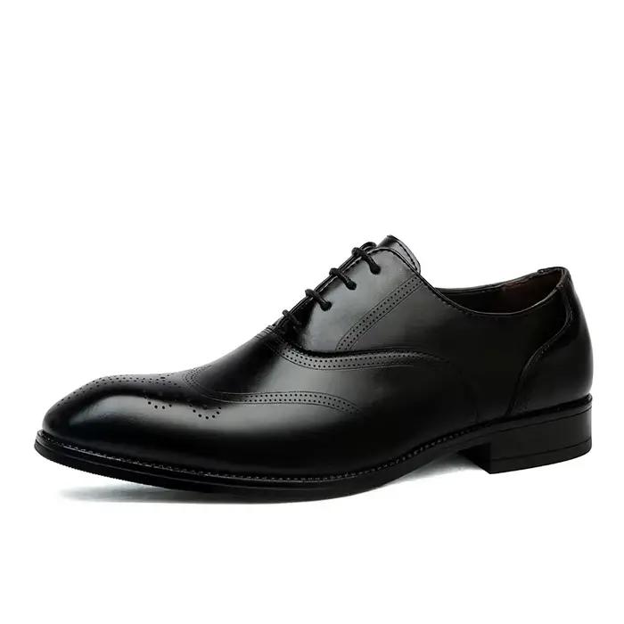 Chaussures en cuir brillant pour hommes de marque de luxe chaussures richelieu classiques à lacets c