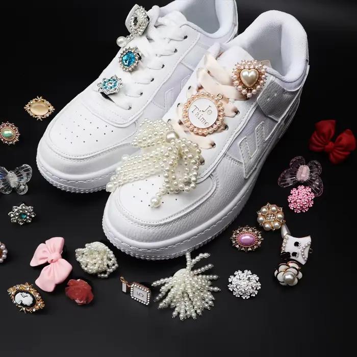 Breloques de chaussures pour baskets lacets Clips boucle décorations strass perle gemme décontracté 
