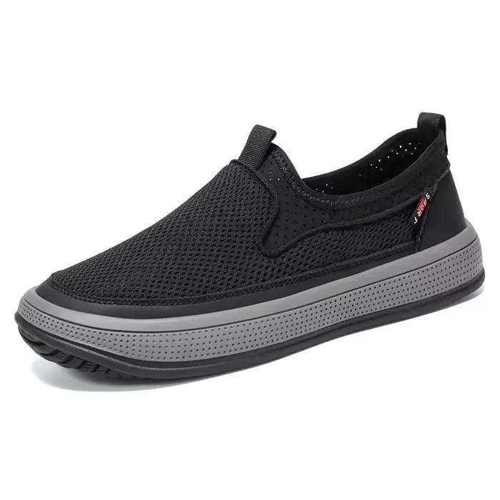 Chaussures en maille pour hommes, couleur unie, polyvalentes, simples, respirantes, semelle souple, 