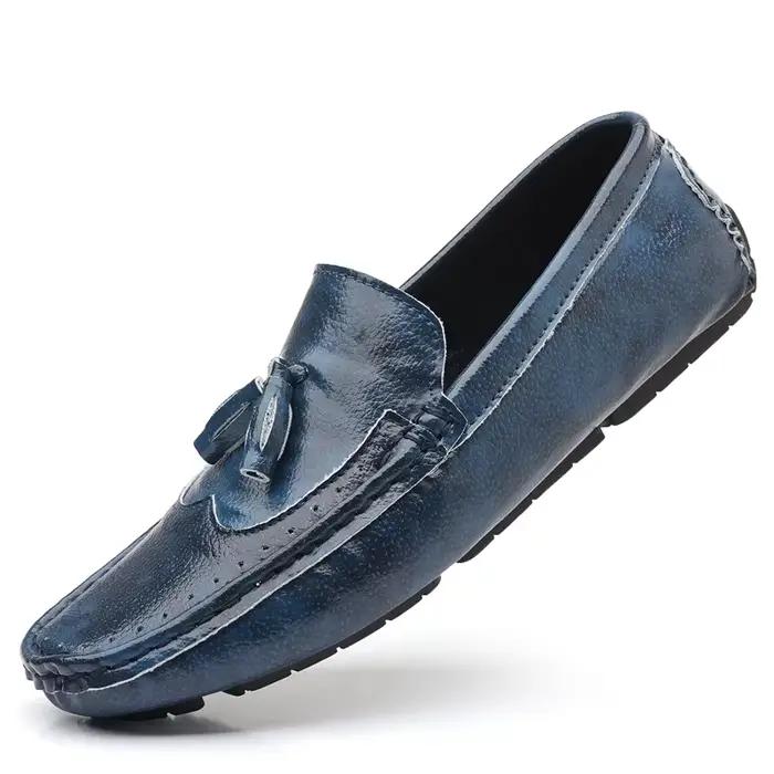 MAEDEF-Mocassins Confortables en Cuir Marron pour Homme, Chaussures de Marque, Bateau, Plates et Déc