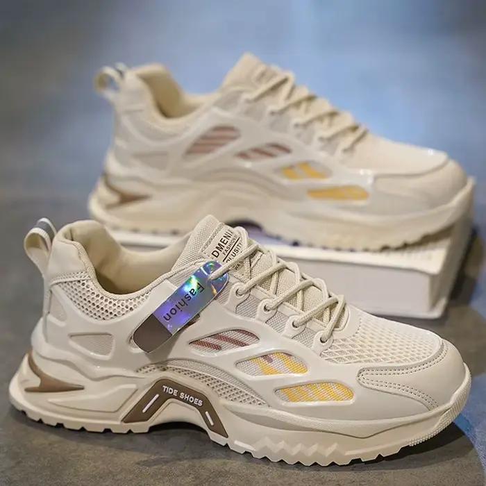 Chaussures de sport décontractées pour hommes, design simple de couleur unie, semelle intérieure à c