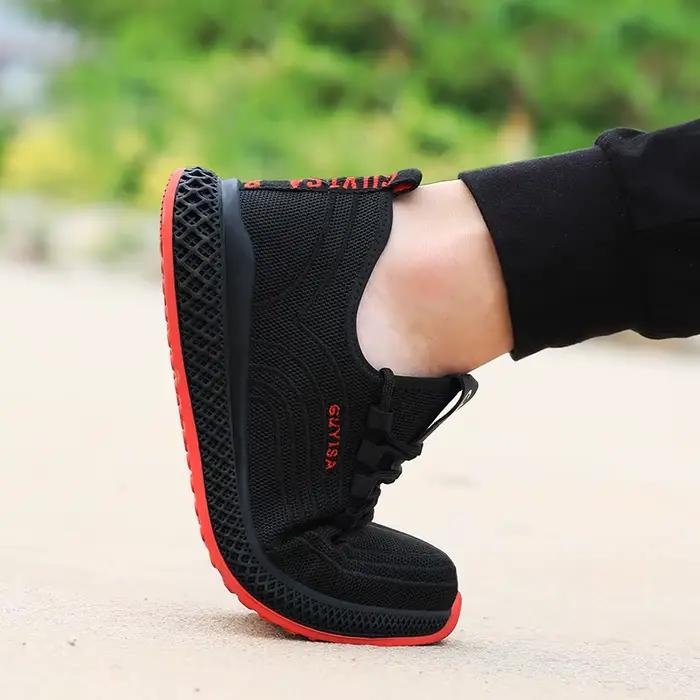 Chaussures de travail pour hommes avec semelles en caoutchouc de sécurité anti-écrasement et anti-pe