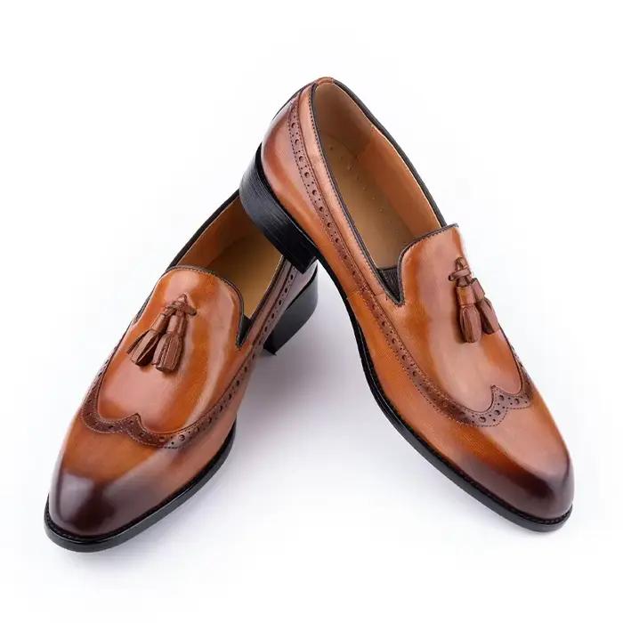 Mocassins en cuir de vache véritable pour hommes d'affaires, nouveau Style, couture faite à la main,