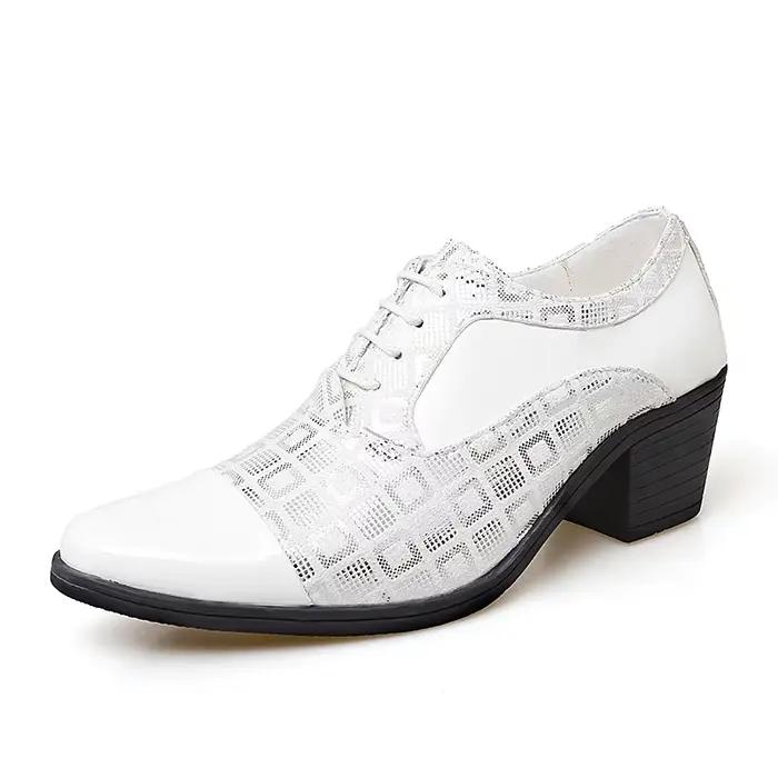Hommes chaussures formelles talons hauts chaussures habillées d'affaires hommes Oxfords bout pointu 
