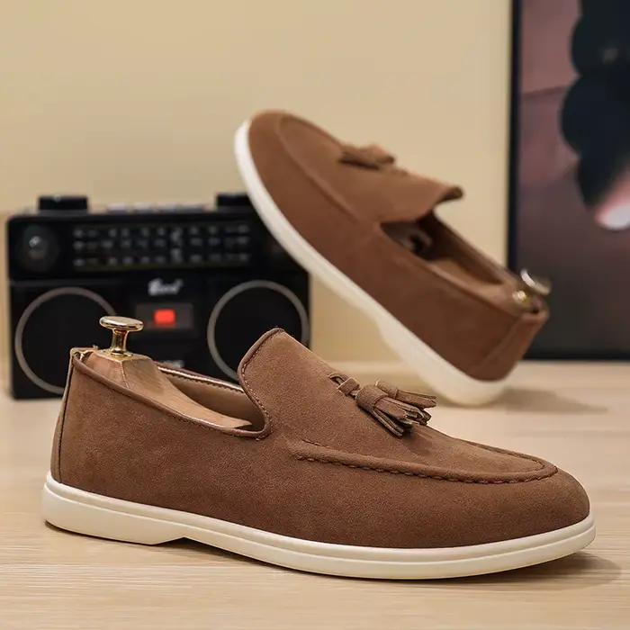 Mocassins décontractés pour hommes à enfiler, semelle plate, style sportif et tendance, bout rond, r