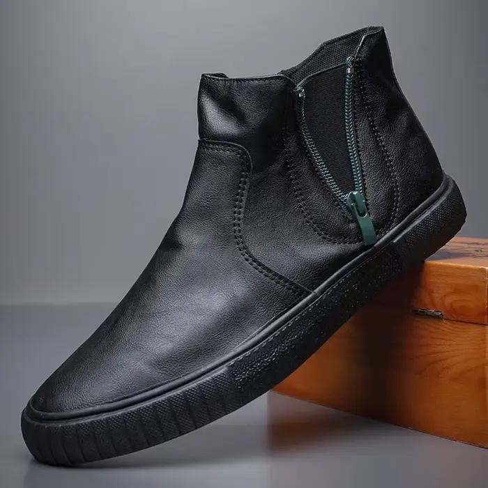 Nouveaux hommes en cuir chaussures de mode haut décontracté Version coréenne résistant à l'usure moc