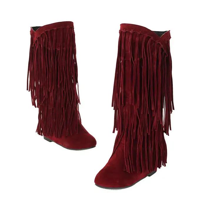 Bottes 2025 automne/hiver bottes pour femmes bottes à franges décontractées style collégial bottes h