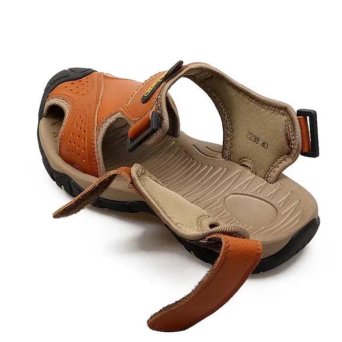 Sandales en cuir véritable pour hommes, chaussures d'extérieur, de plage, grande taille 38-48, panto