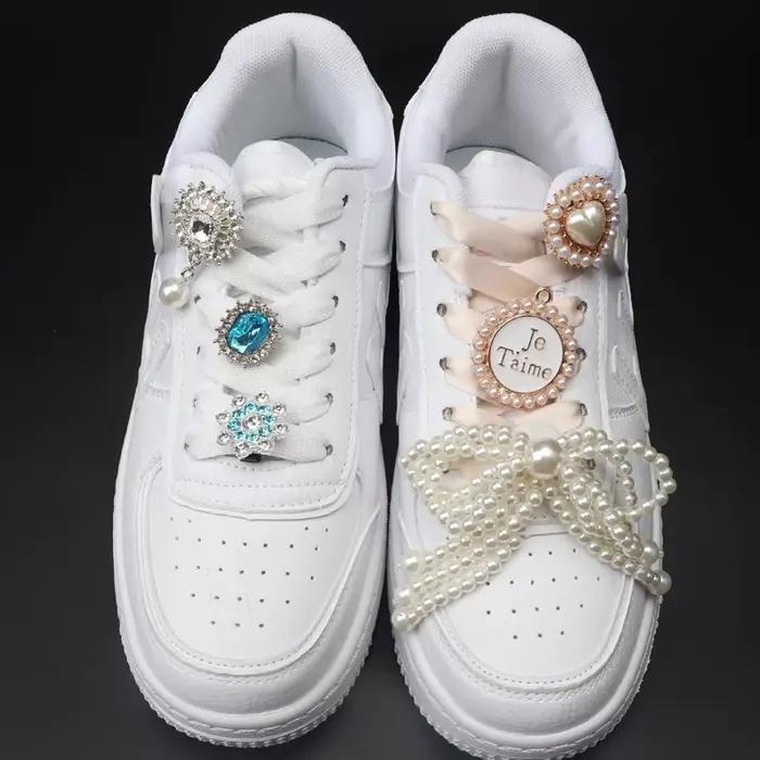 Breloques de chaussures pour baskets lacets Clips boucle décorations strass perle gemme décontracté 