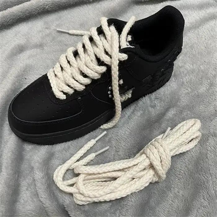 Lacets de chaussures en lin et coton 7mm lacets ronds audacieux pour baskets lacets chaussures lacet