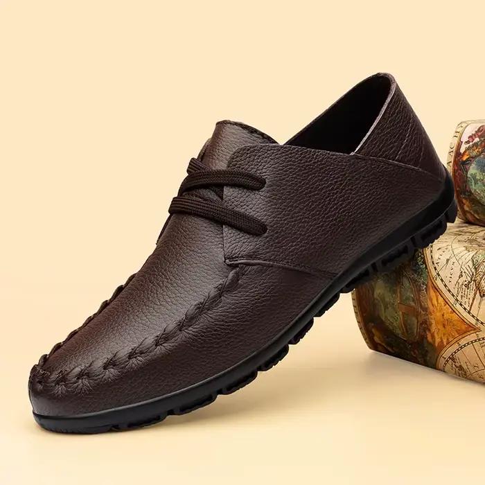 Marque de luxe hommes chaussures en cuir faites à la main été en cuir véritable évider chaussures dé