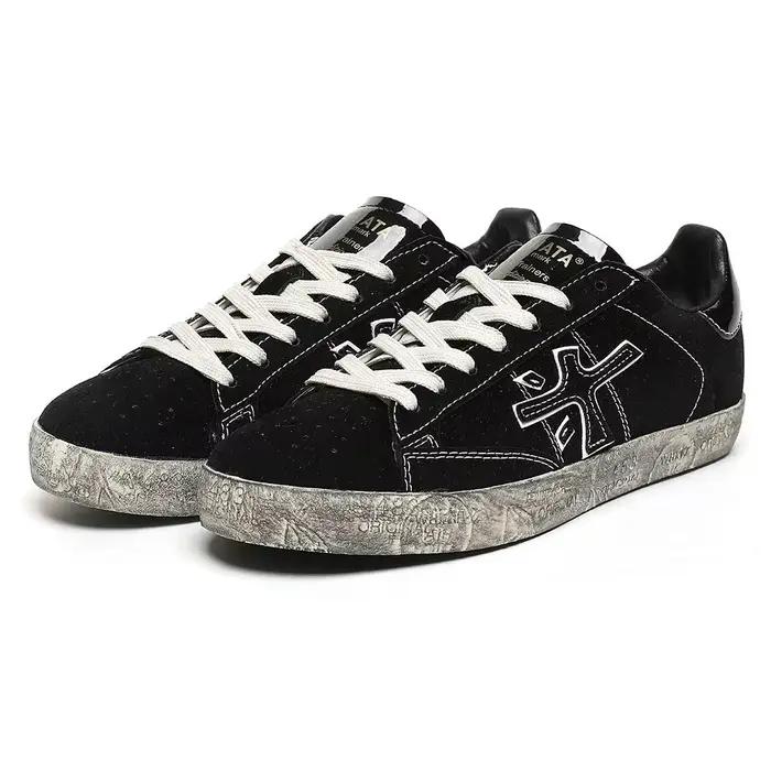 Chaussures d'été pour homme, en cuir véritable, à lacets, bout rond, respirantes, avec design patchw