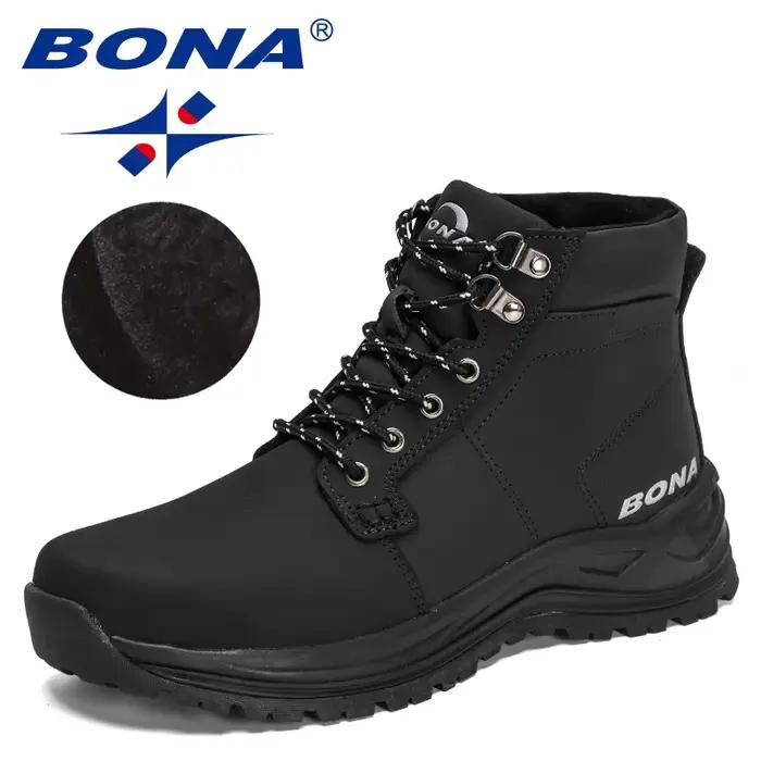 BONA nouveaux créateurs de mode rétro cheville Action bottes en cuir hommes bottes d'hiver hautes en