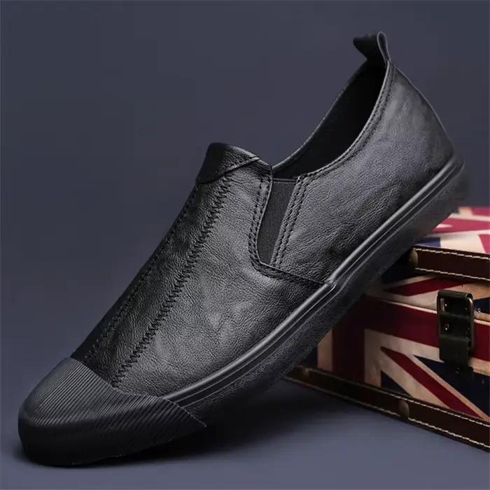 Chaussures décontractées en cuir PU pour hommes, mocassins à enfiler, chaussures plates de loisirs l
