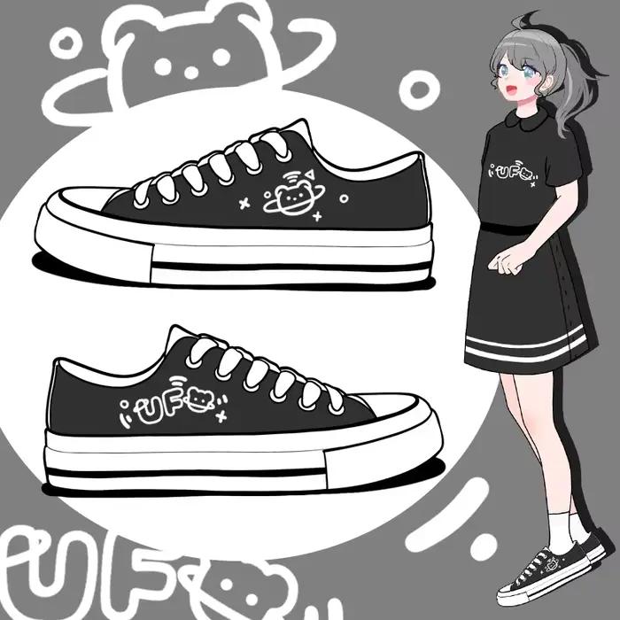 Baskets d'athlétisme plates et décontractées, chaussures en toile avec Graffiti, Design original, po
