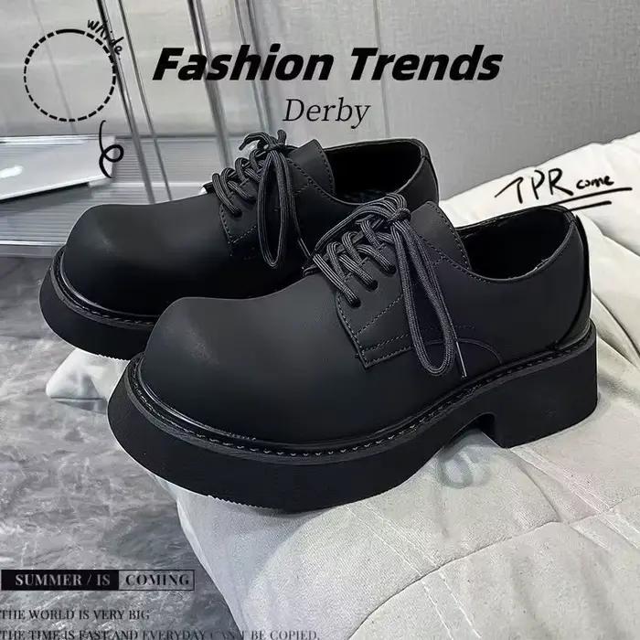 Printemps 2025 chaussures Derby pour hommes fond épais vêtements de travail Style chaussures en cuir