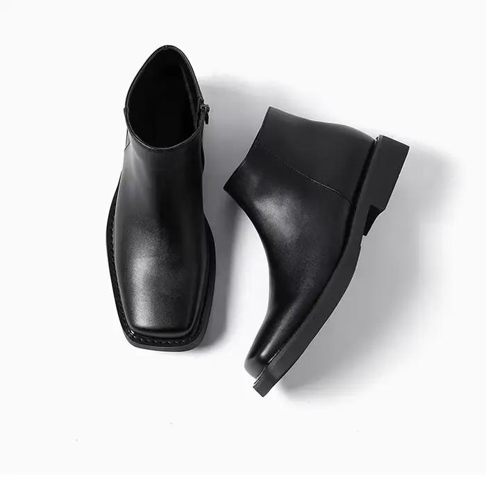 Noir nouvelle mode hommes chaussures en cuir décontractées automne hiver robe bottines Vintage brita