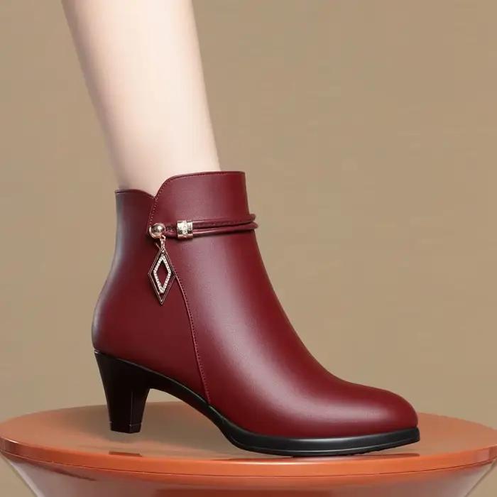 Chaussures d'hiver confortables en cuir souple, bottes à plateforme, élégantes, bloc noir, talons ha