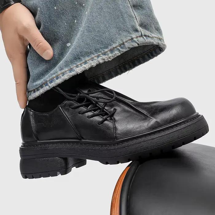 Derby chaussures en cuir à semelles épaisses pour hommes Styles de créateurs de mode Fête et Travail