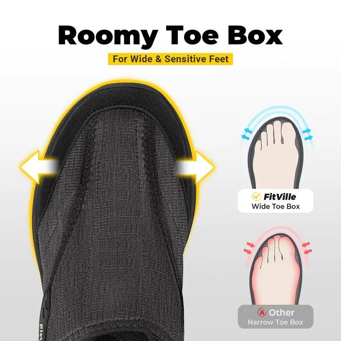 Fittington chaussures pour diabétiques pour homme orthopédie décontractée pieds Extra larges gonflés