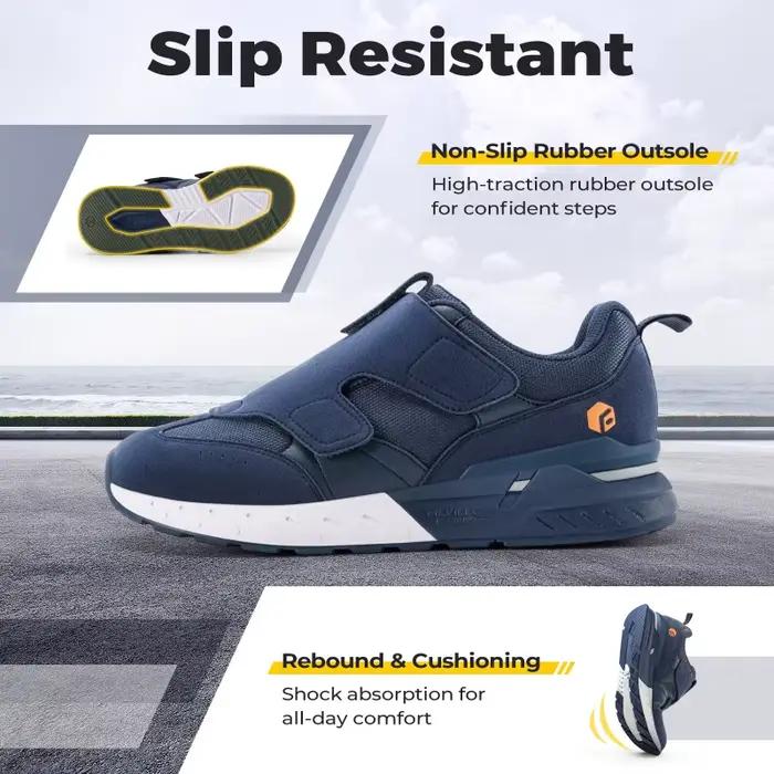 Chaussures pour diabétiques pour hommes, baskets larges à enfiler 2E pour pieds gonflés, chaussures 
