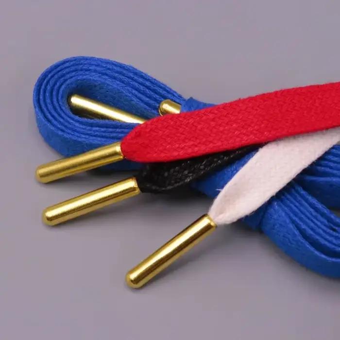 Coolstring – lacets cirés avec pointes en métal doré, 8MM, 100% coton, noir, blanc, rouge, bleu, imp