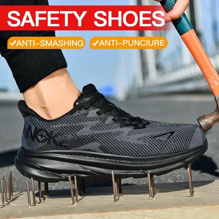 Chaussures de sécurité légères pour hommes, baskets à bout en acier, Anti-perforation, respirantes, 