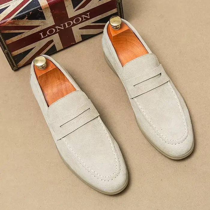 Designer rétro daim cuir hommes chaussures sans lacet mocassins Penny robe chaussures homme chaussur