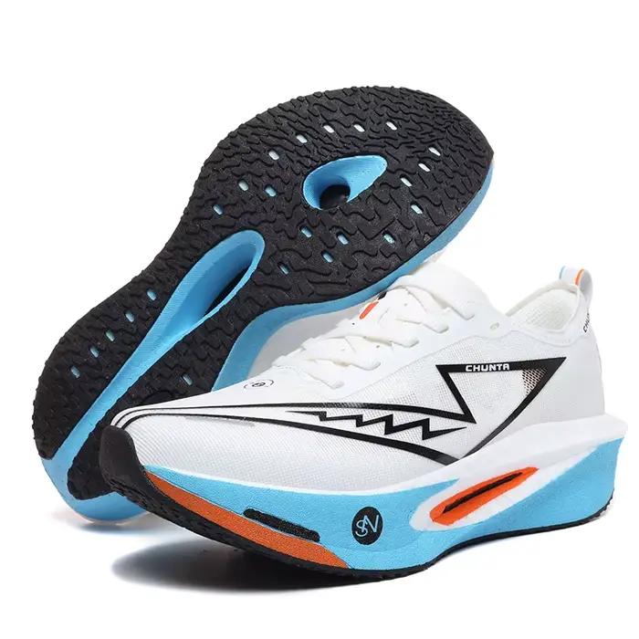 Chaussures de course pour hommes, semelle en carbone, spécialité marathon, respirantes, légères, con