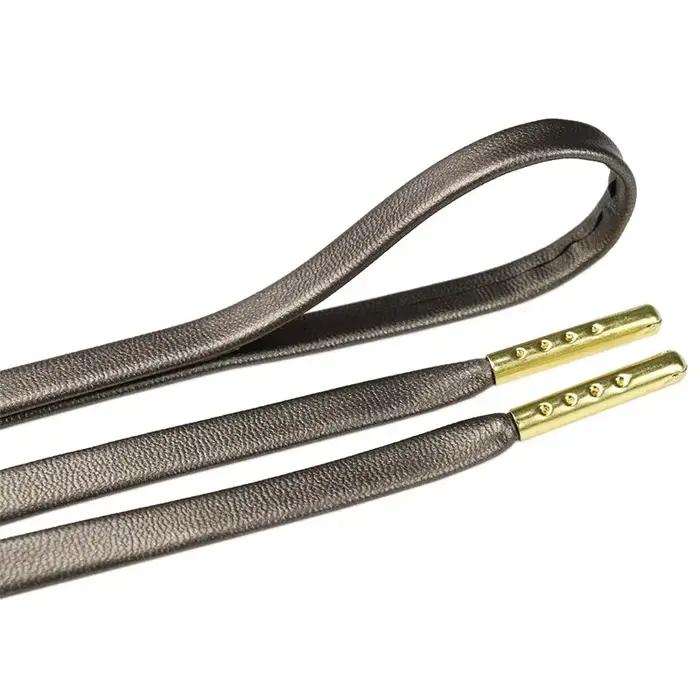 Coolstring-Lacets Souples en Cuir de Mouton, Plats, Noirs et Blancs, avec Embouts Métalliques, pour 
