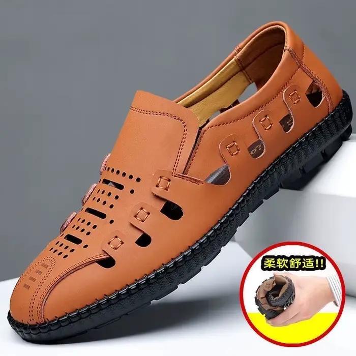 Chaussures décontractées pour hommes, respirantes, en maille, en cuir, légères, à semelle souple, st