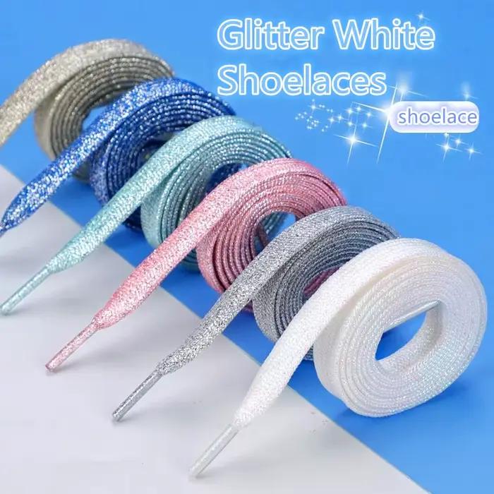 1 paire paillettes colorées largeur lacet cordes lacets plats pour course athlétique mode lacet bask
