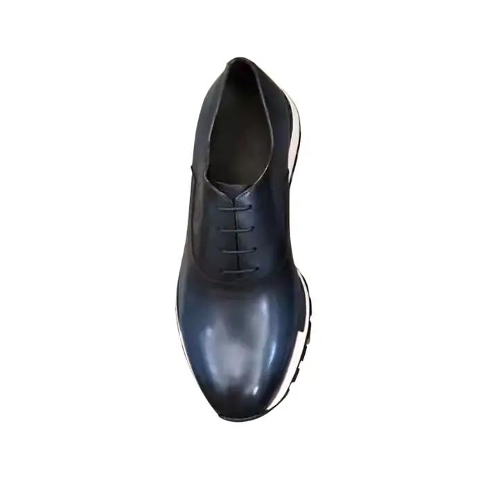 Baskets britanniques Mn Oxford pour hommes, cuir véritable, à lacets, rondes, Parker, faites à la ma