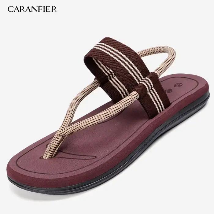 CARANFIER-Sandales d'été pour hommes, chaussures de gladiateur, tongs de plage romaines, pantoufles 
