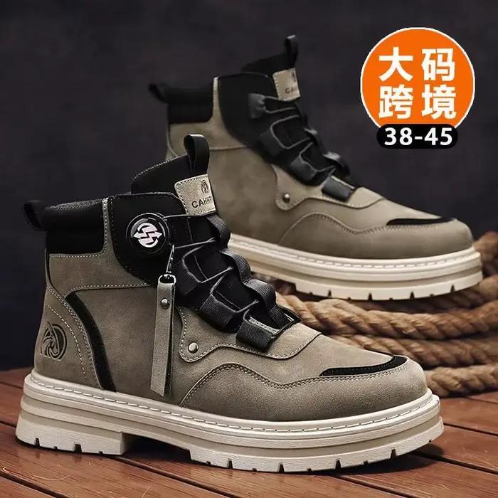 Bottes hautes en cuir pour hommes, bottes Chelsea, bottes de moto, chaussures de travail d'hiver rés