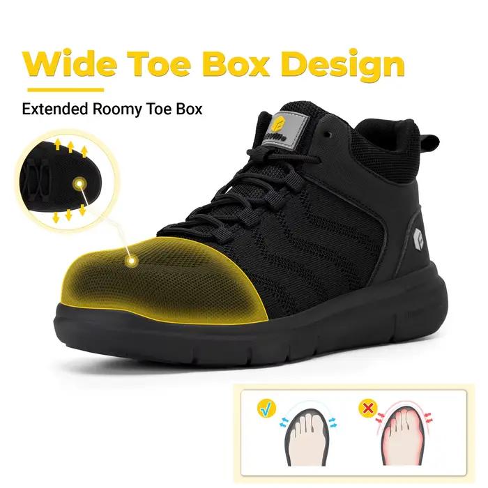 Chaussures de travail élargies FitVille pour hommes, à enfiler, avec embout composite en acier, anti