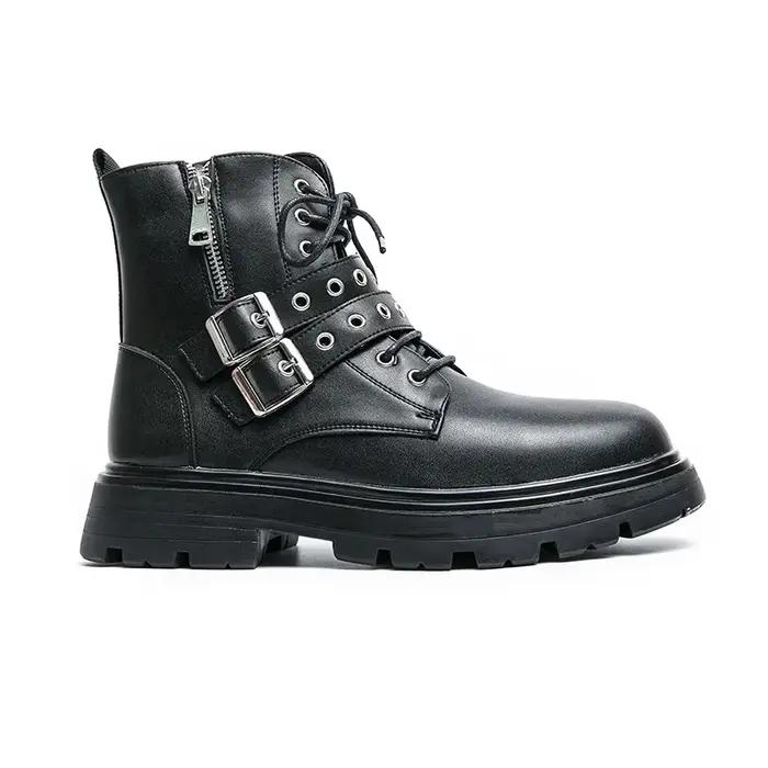 Nouvelle marque de luxe noir hommes Chelsea bottes gothique Biker bottes hommes décontracté en cuir 