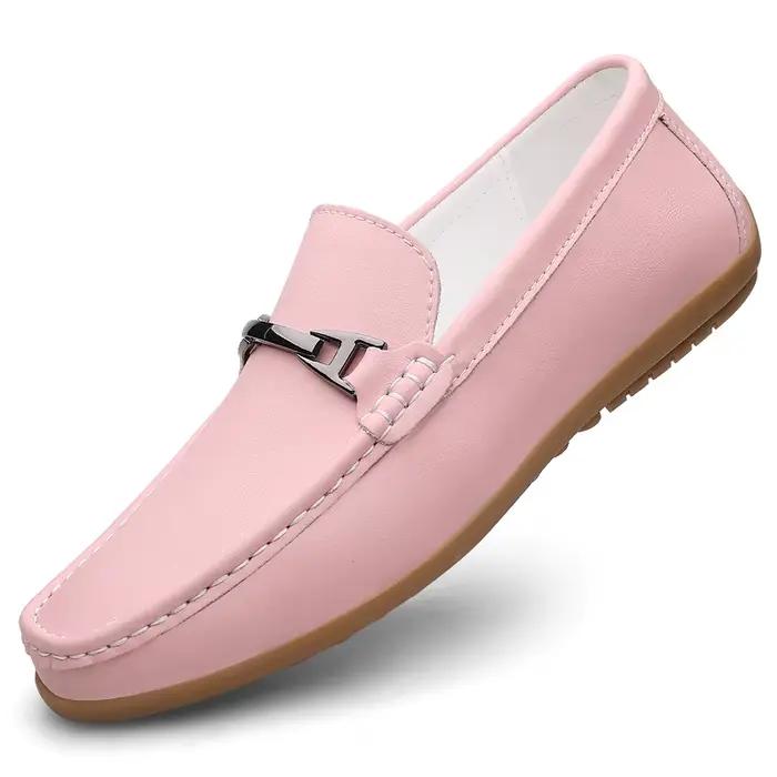 Mocassins roses hommes chaussures décontractées en cuir sans lacet chaussures de luxe italiennes Des