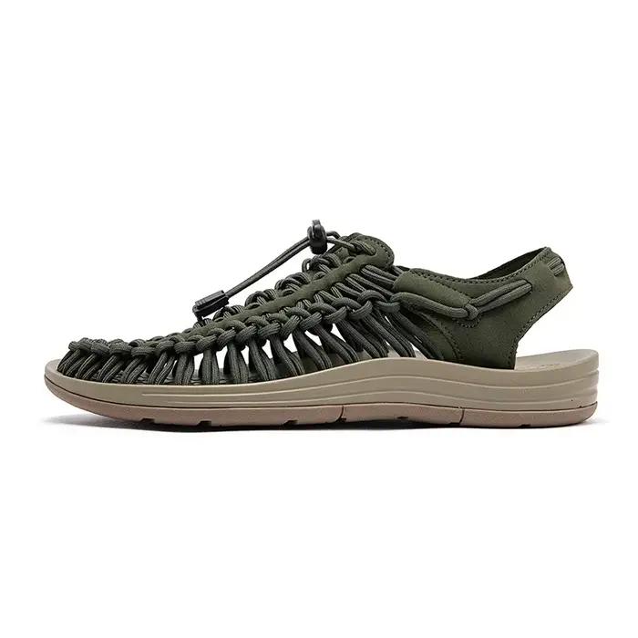 Mode hommes sandales en cuir véritable hommes chaussures décontractées tissage conception plage sand