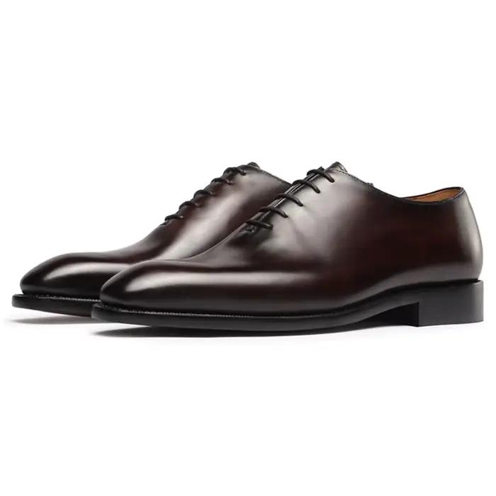Chaussures habillées Oxford en cuir pleine fleur pour hommes, chaussures de bureau