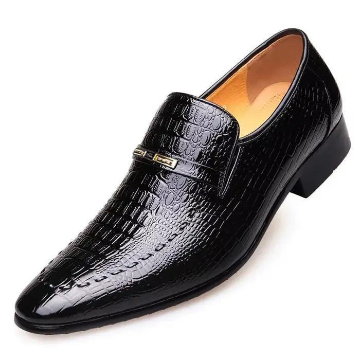 Chaussures de luxe pour hommes en cuir PU à motifs, chaussures habillées pour affaires, chaussures d