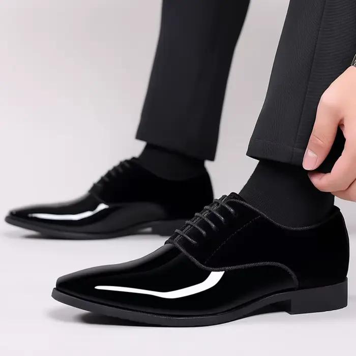 Chaussures Oxford à lacets pour hommes, chaussures provoqué formelles, haute brillance, basses, carr