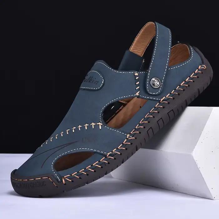 Nouvelles sandales d'été faites à la main hommes chaussures en cuir respirant homme en plein air hom